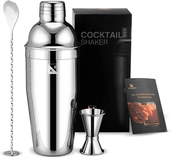 Three Piece Metal Cocktail Shaker Silver